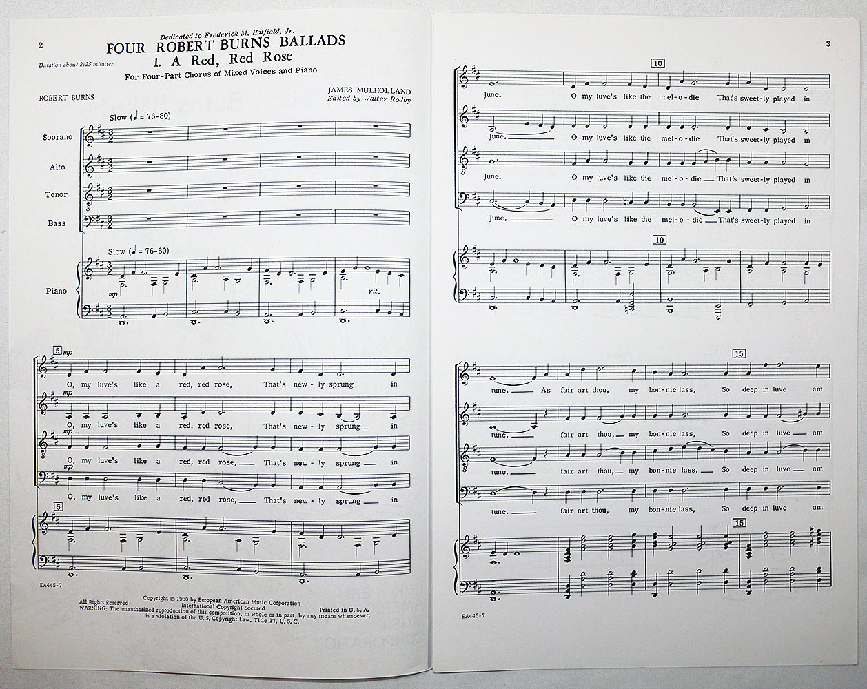 Four Robert Burns Ballads — 1. A Red, Red, Rose (Choral Octavo)