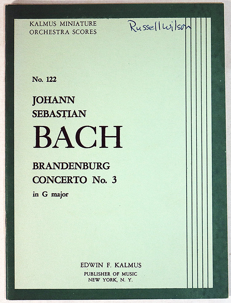 Bach: Brandenburg Concerto No. 3 in G Major (Miniature Study Score)