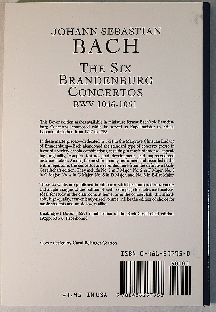 Bach: The Six Brandenburg Concertos (Miniature Study Score)