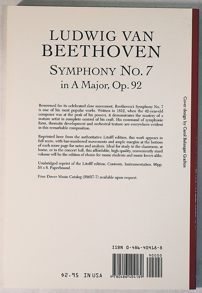 Beethoven: Symphony No. 7 in A Major, Op. 92 (Miniature Study Score)
