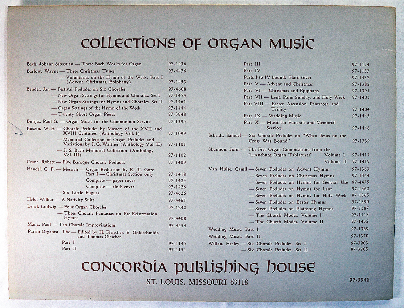 Bender: Twenty Short Organ Pieces