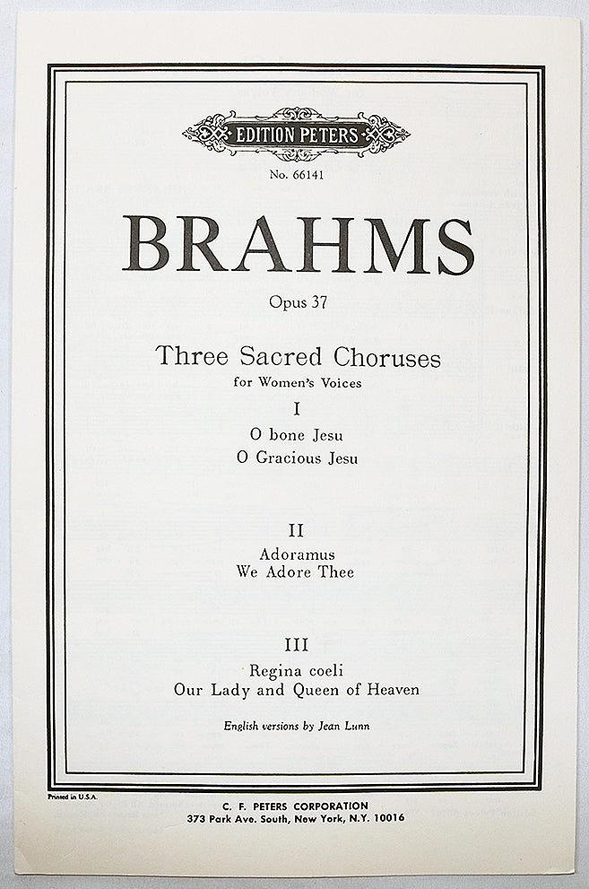 Three Sacred Choruses for Women's Voices (Choral Octavo)