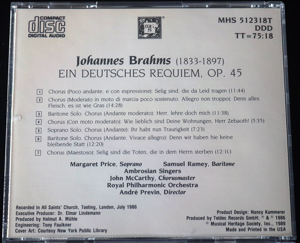 Brahms: Ein Deutsches Requiem, Op. 45 (CD)
