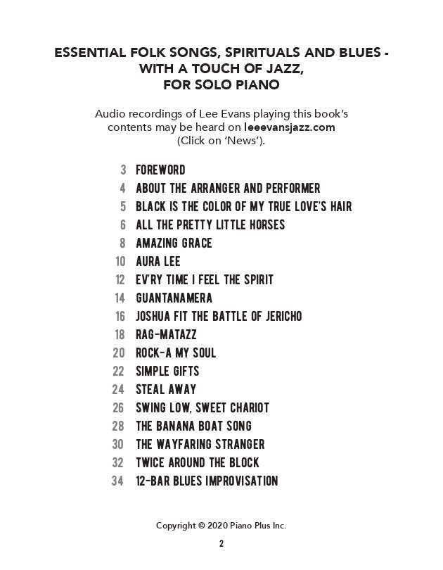 Essential Folk Songs, Spirituals and Blues, with a Touch of Jazz