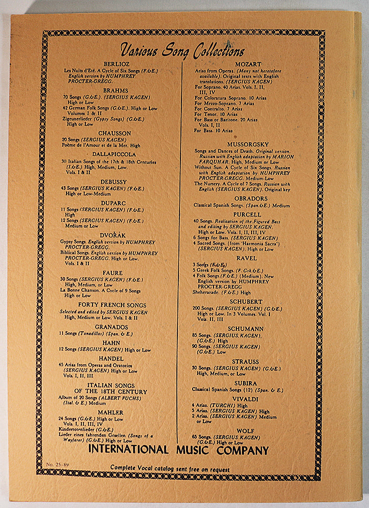 Faure: 30 Songs for Voice and Piano (Low)