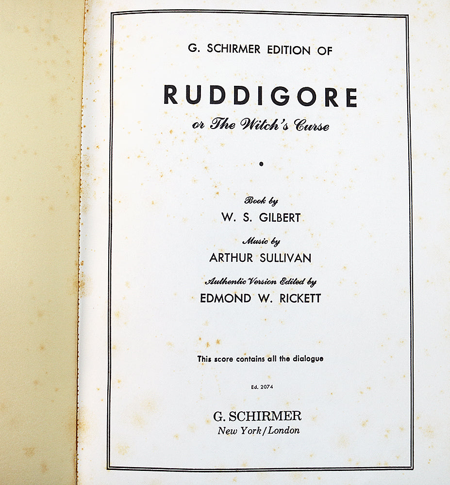Gilbert & Sullivan: Ruddigore - Opera (Vocal Score)