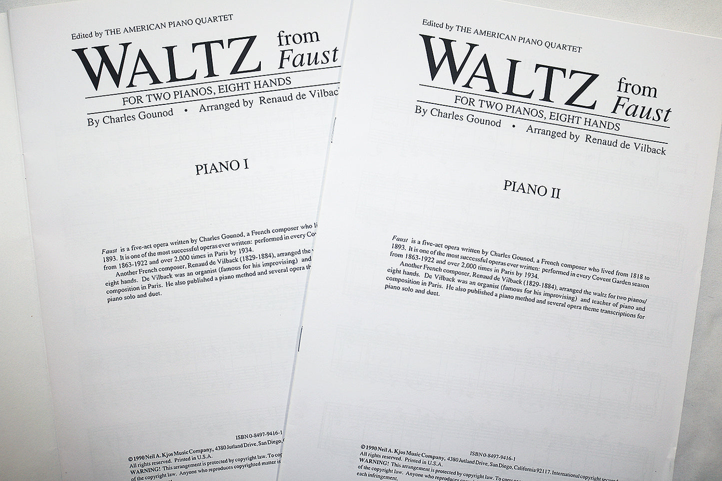 Gounod: Waltz from Faust for Two Pianos, Eight Hands (all parts included)