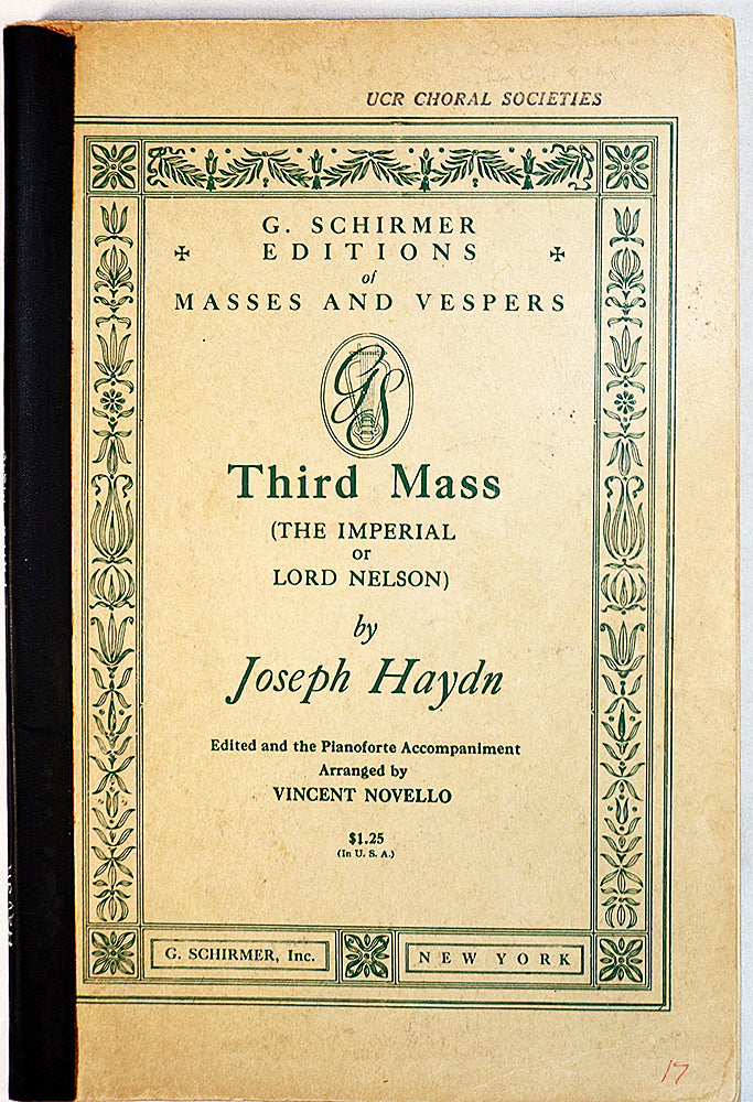Haydn: Mass No. 3 in D Minor (Vocal Score)