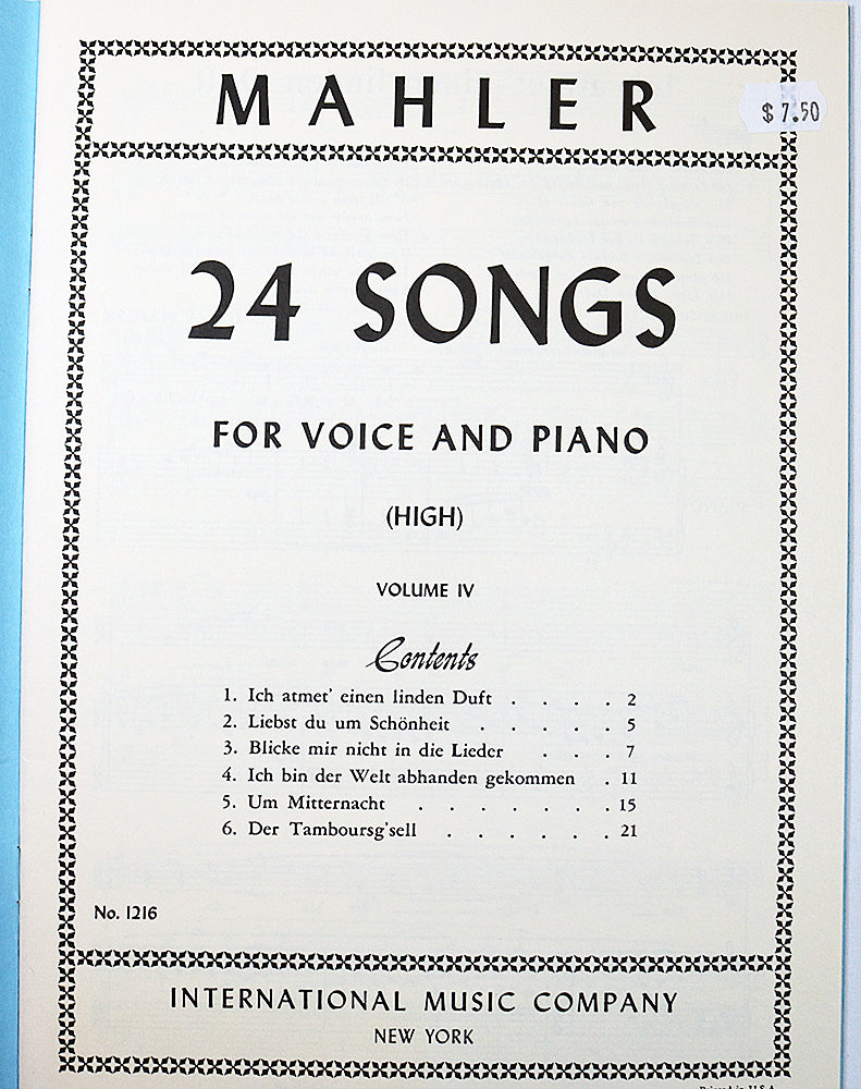 Mahler: 24 Songs for Voice and Piano (High), Volume 4