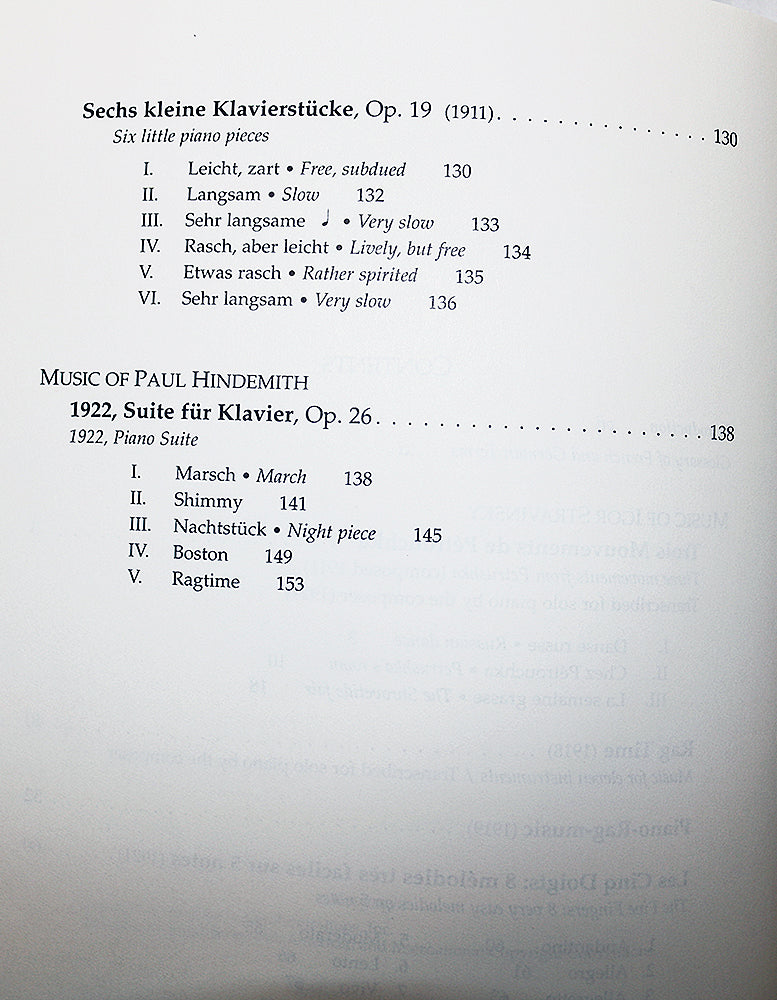 Twentieth-Century Piano Classics: Eight Works by Stravinsky, Schoenberg and Hindemith