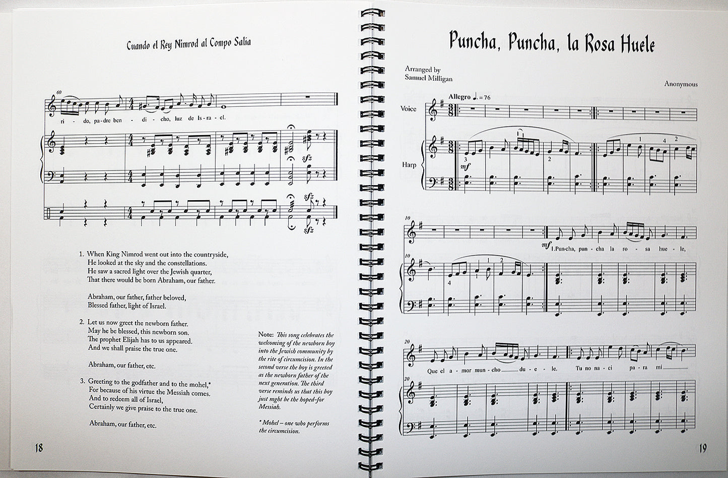 Nine Sephardic Songs (arranged for voice and harp)