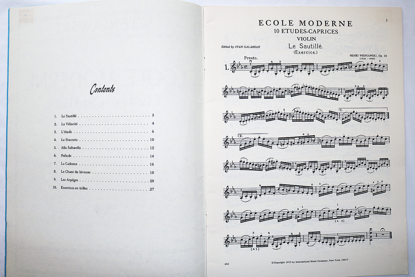 Wieniawski: Ecole Moderne Etudes-Caprices, Op. 10 for Violin Solo