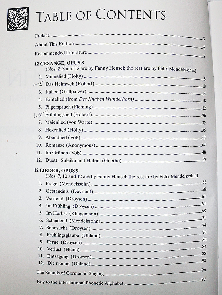 Mendelssohn: 24 Songs (High Voice)