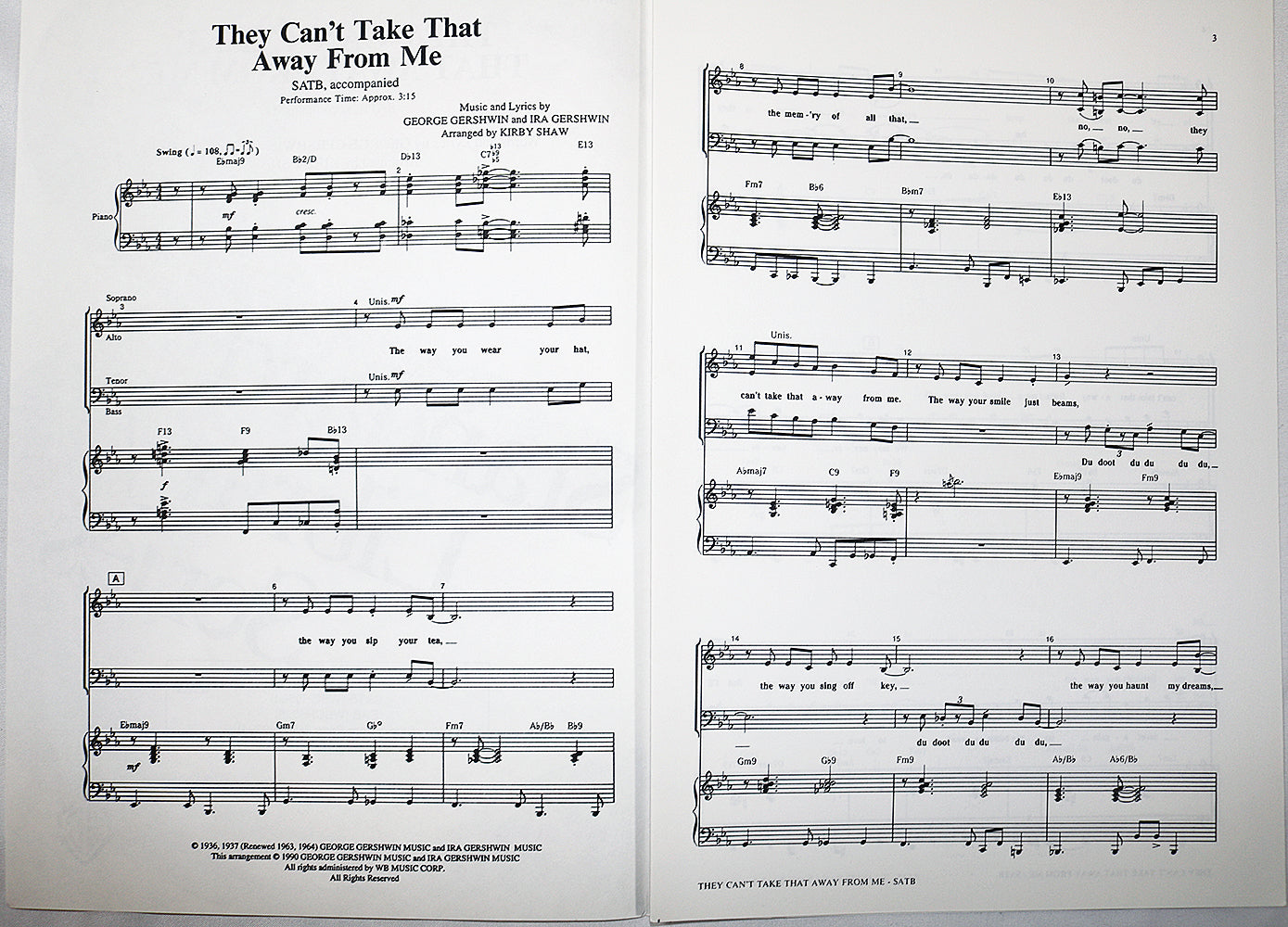 They Can’t Take That Away From Me (Choral Octavo)
