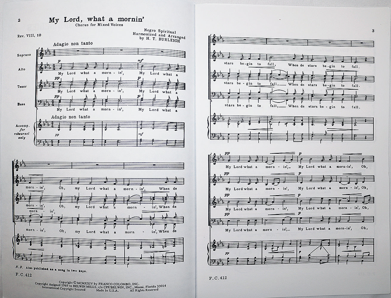 My Lord, What A Mornin’ (Choral Octavo)