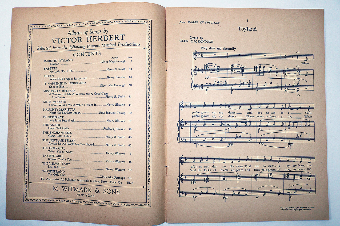 Victor Herbert Song Album, Book 1