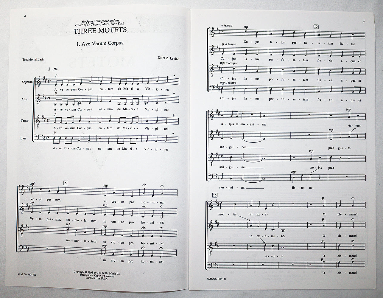 Levine: Three Motets (SATB octavo)