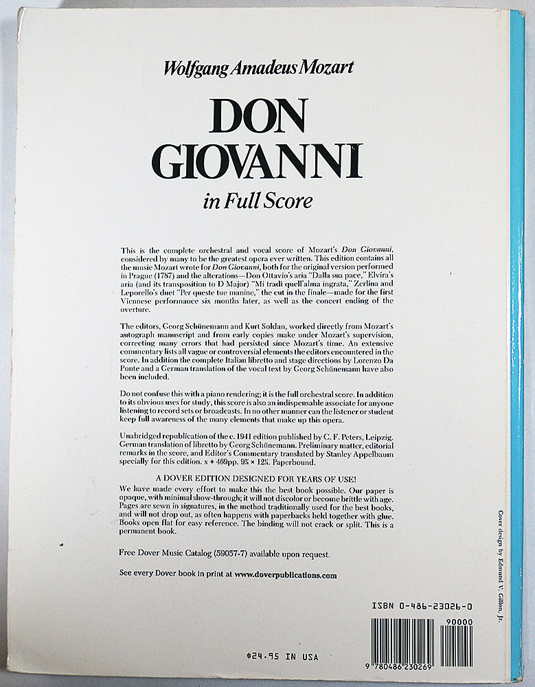 Mozart: Don Giovanni - Opera (Full Score)