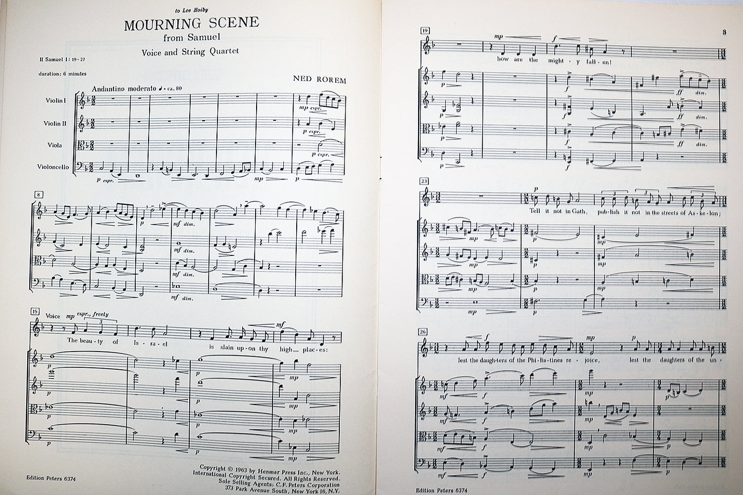 Rorem: Mourning Scene (full score and parts)