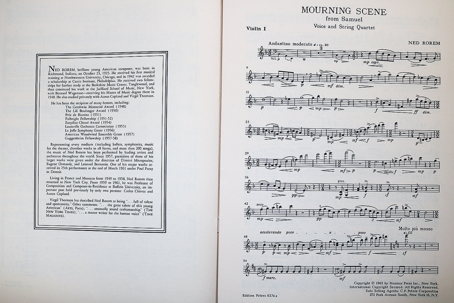 Rorem: Mourning Scene (full score and parts)