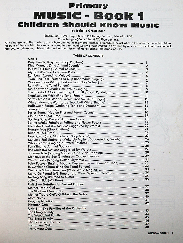 Children Should Know Music, Book 1 (Grades 1-2)