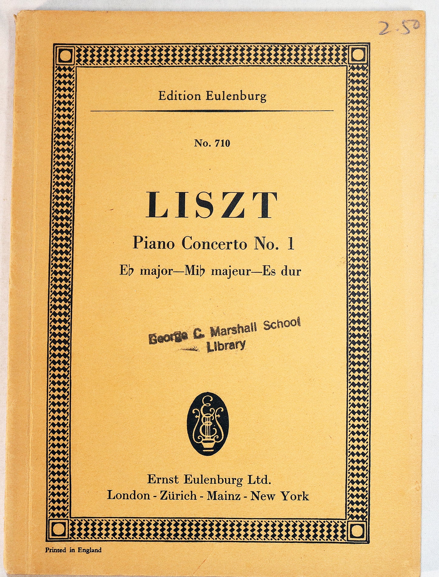 Liszt: Piano Concerto No. 1 in E-Flat Major (Miniature Study Score)