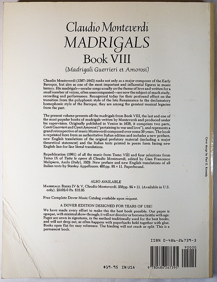 Monteverdi: Madrigals, Book VIII (Vocal Score)