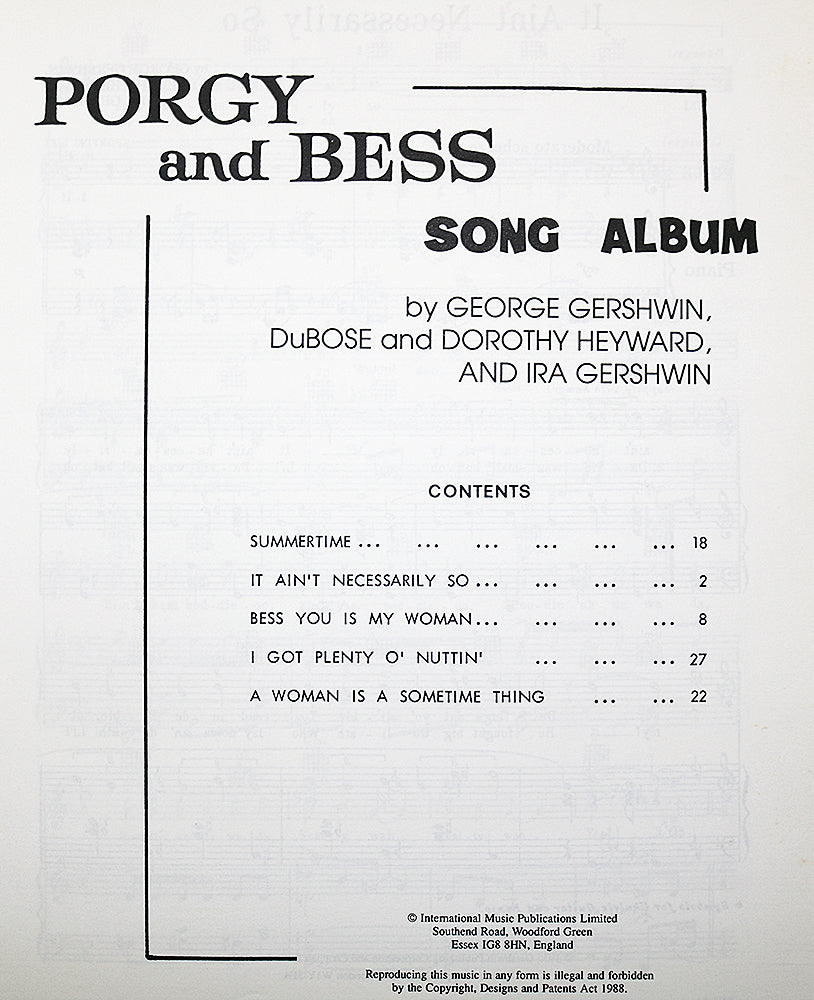 Porgy and Bess Song Album