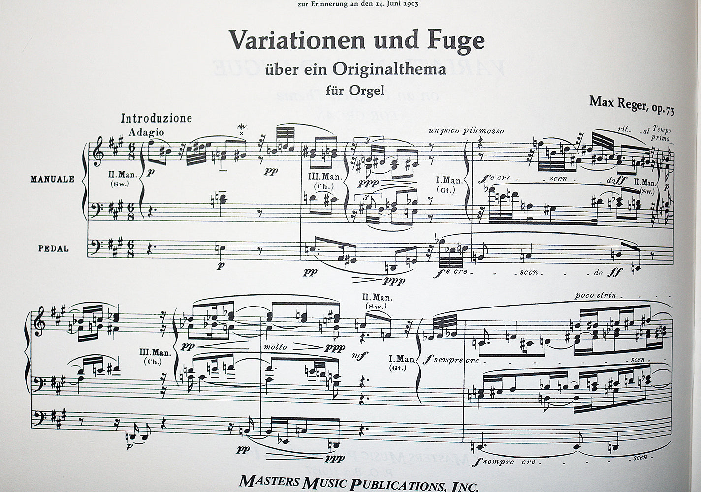 Reger: Variations and Fugue on an Original Theme for Organ, Op. 73