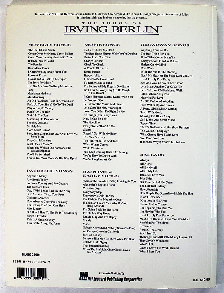 The Songs of Irving Berlin: Ballads