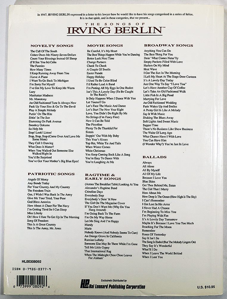 The Songs of Irving Berlin: Ragtime & Early Songs