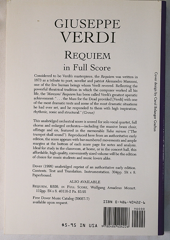 Verdi: Requiem in Full Score (Miniature Study Score)