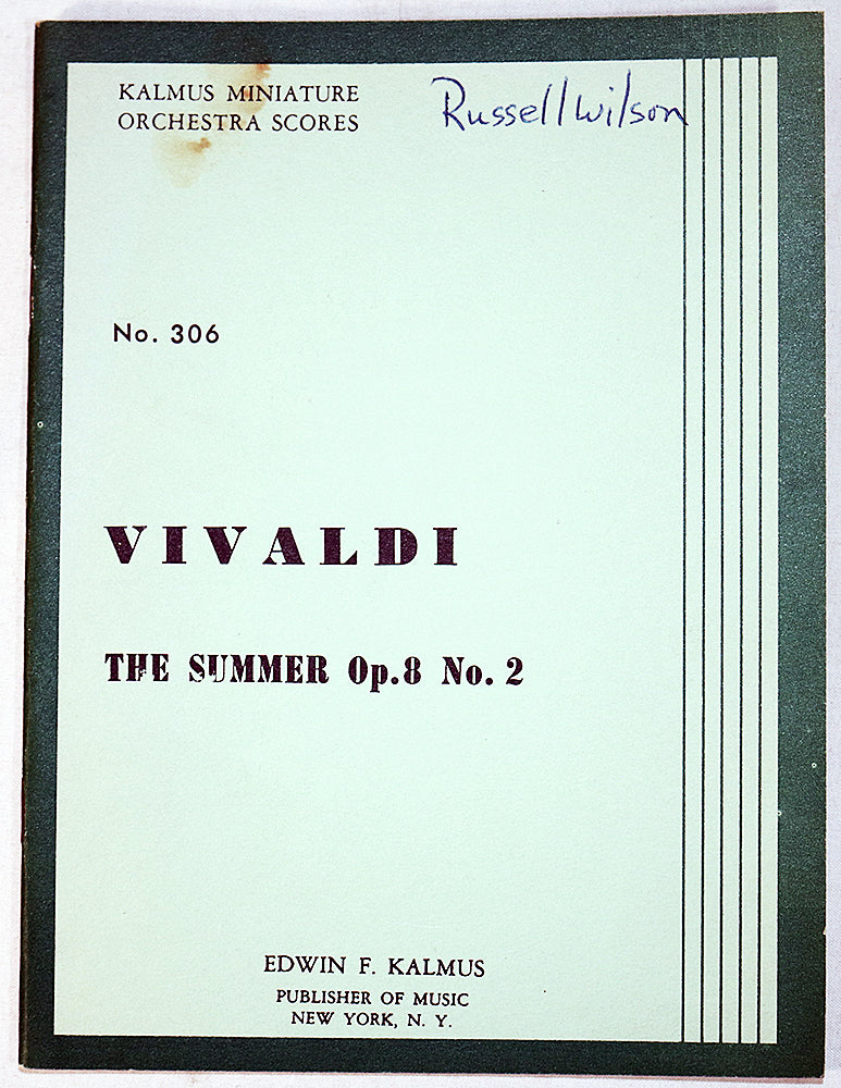 Vivaldi: The Summer, Op. 8, No. 2 (Miniature Study Score)