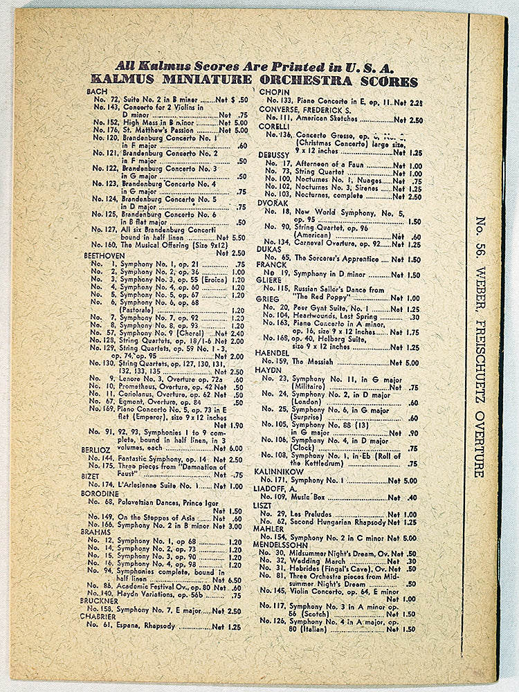Weber: Der Freischuetz Overture, Op. 77 (Miniature Study Score)