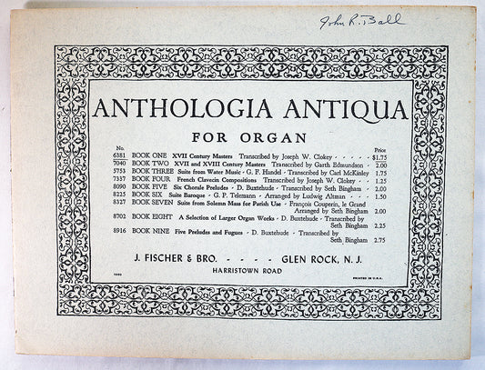 Anthologia Antiqua for Organ: Book One - XVII Century Masters