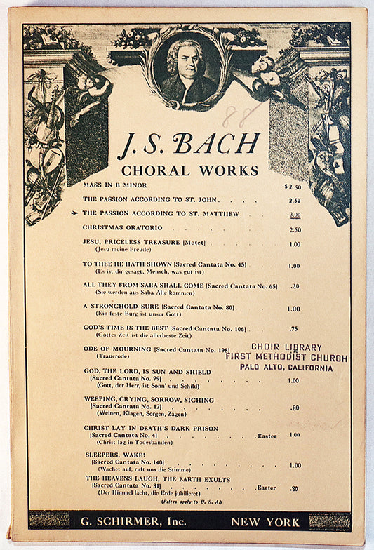 Bach: The Passion According to St. Matthew (Vocal Score)
