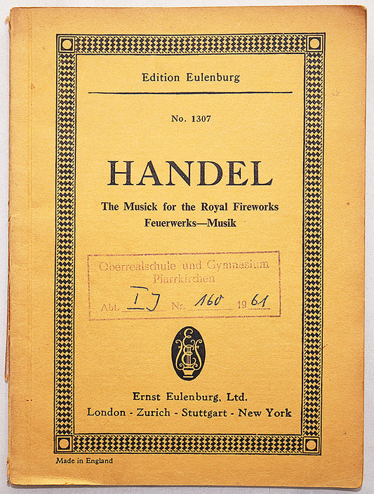 Handel: The Music for the Royal Fireworks (Miniature Study Score)