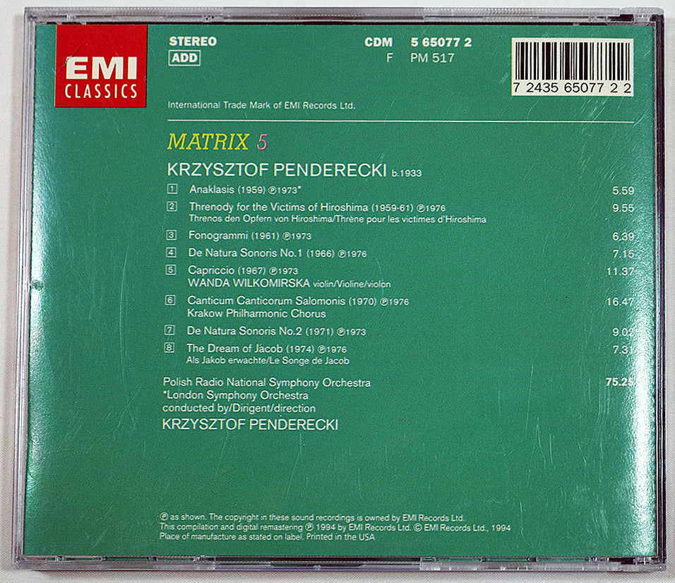 Penderecki: Matrix 5 (CD)