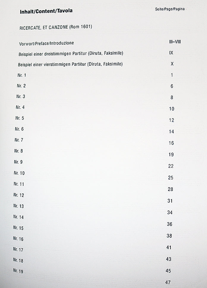 Quagliati: Ricercate et Canzone (Edition Walhall)