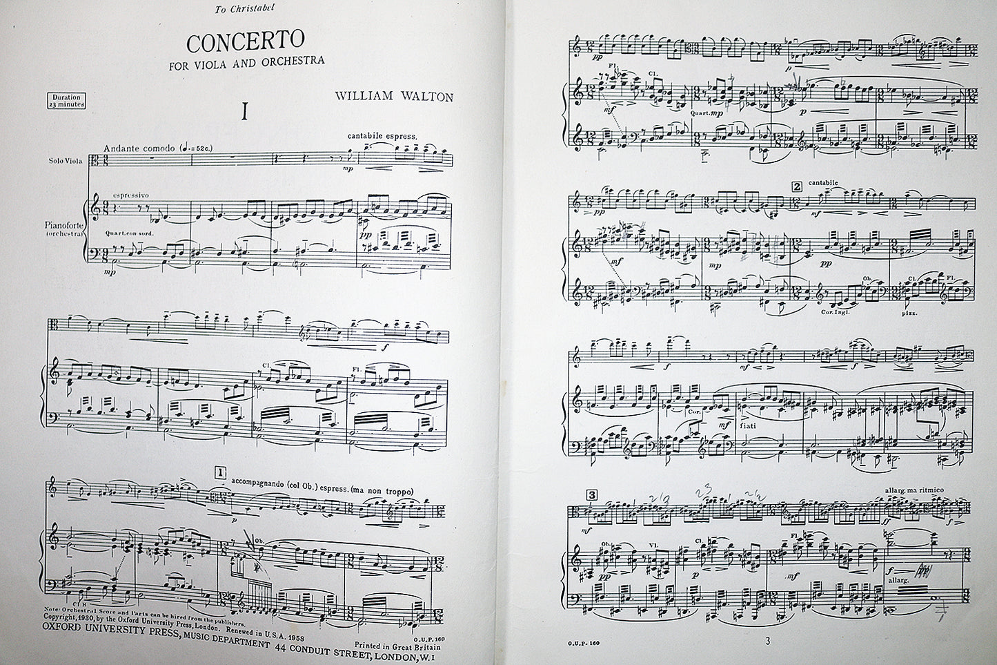 Walton: Concerto for Viola and Orchestra (piano score)