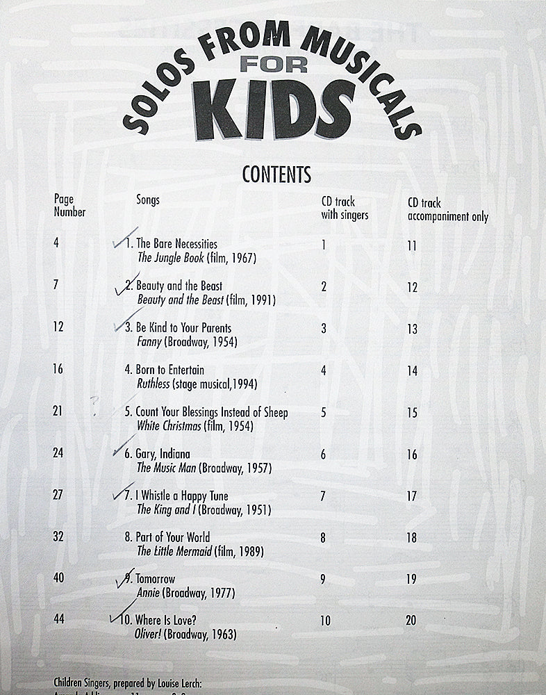 Solos from Musicals for Kids (Songbook - CD not included)