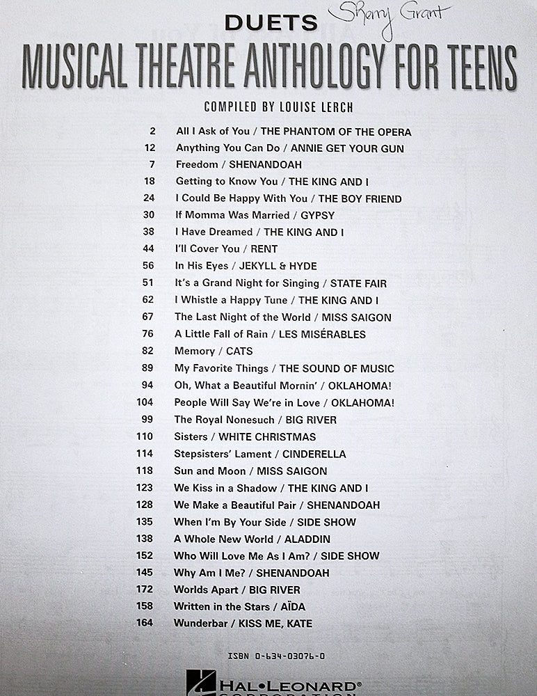 Musical Theatre Anthology for Teens