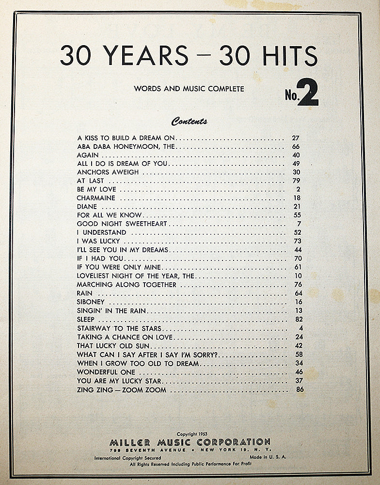 30 Years, 30 Hits, No. 2 (songbook)