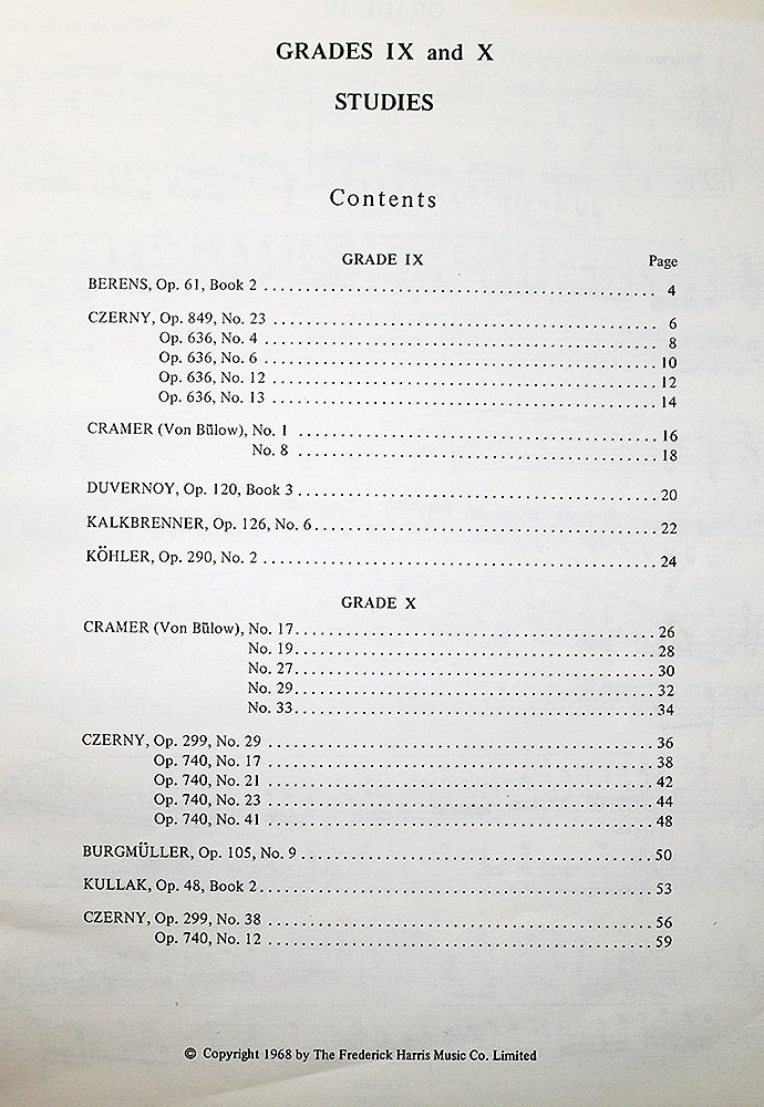 Royal Conservatory: Grades IX & X Pianoforte Studies