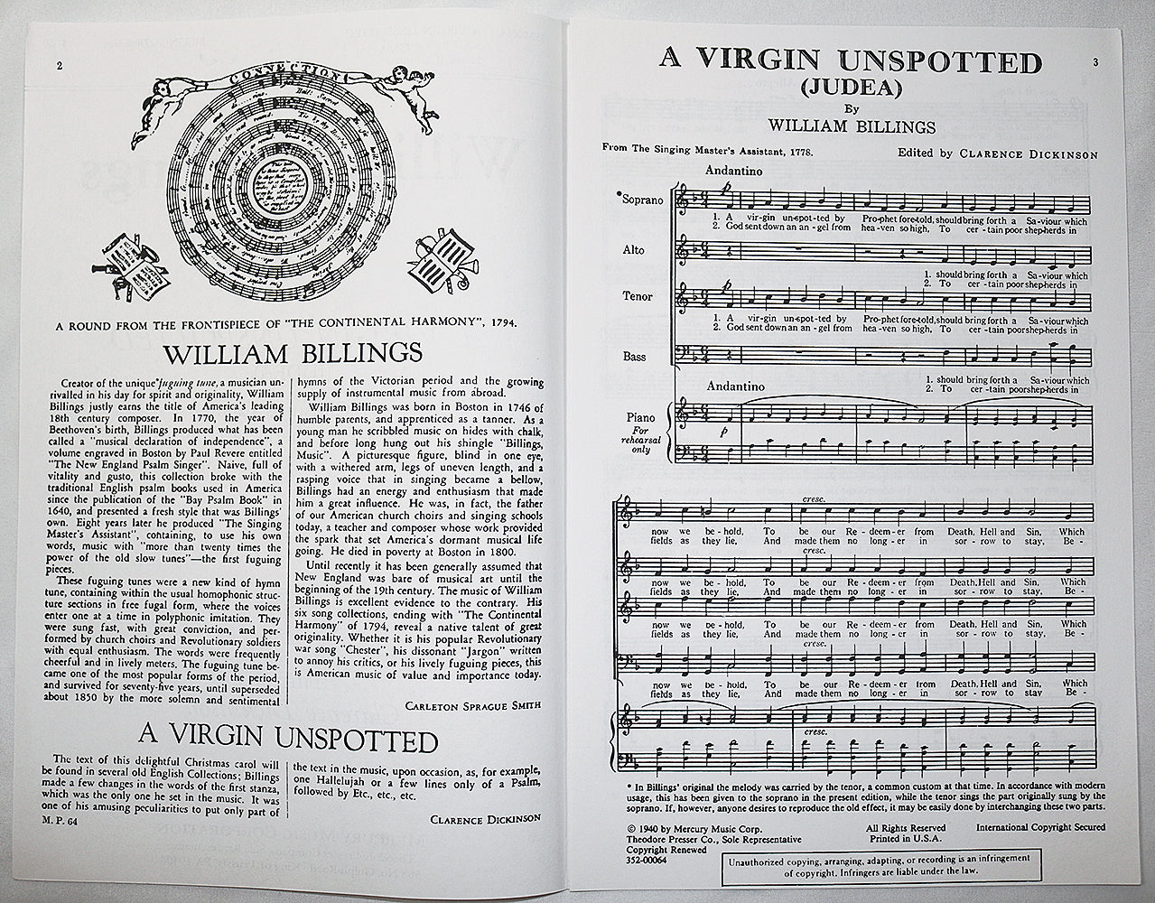 Billings: A Virgin Unspotted (SATB octavo)