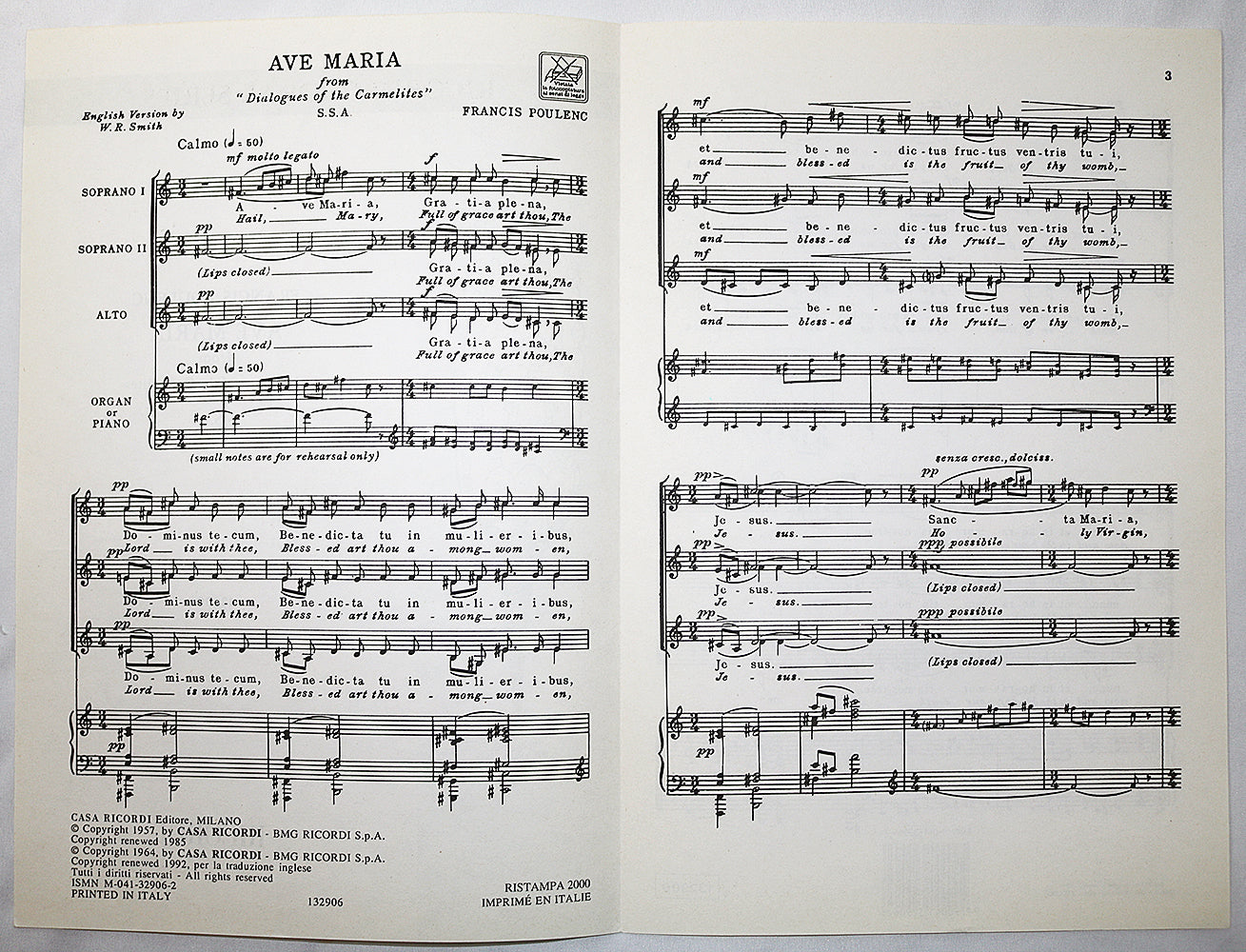 Poulenc: Ave Maria from Dialogues of the Carmelites (SSA octavo)