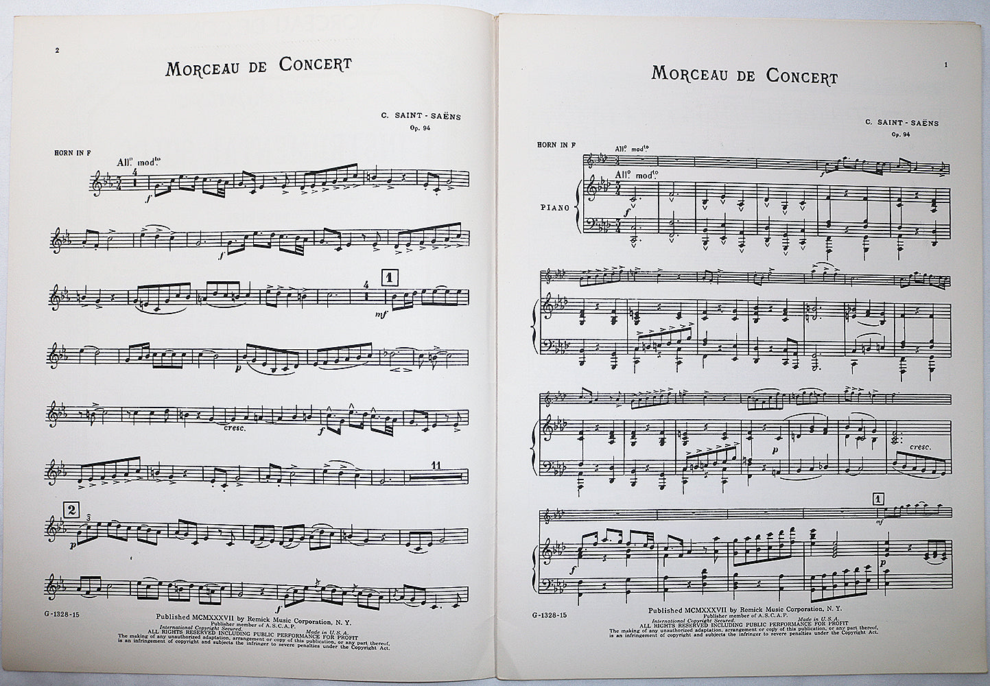 Saint-Saens: Morceau de Concert for Horn in F and Piano