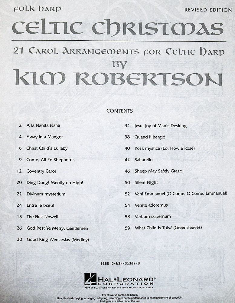 Celtic Christmas: 21 Carol Arrangements for Celtic Harp (Revised Edition)