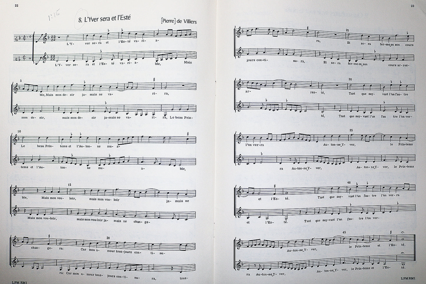 Premier Livre de Chansons a Deux Parties, 1578, Volume One