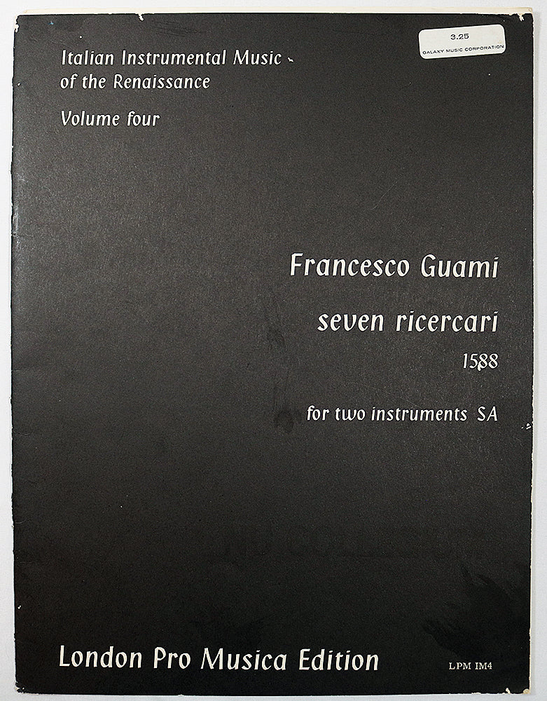Guami: Seven Ricercari, 1588 for Two Instruments